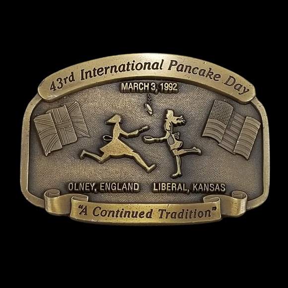 Western Associates Other - Belt Buckle Vintage 1992 Western Associates 43rd International Pancake Day Brass